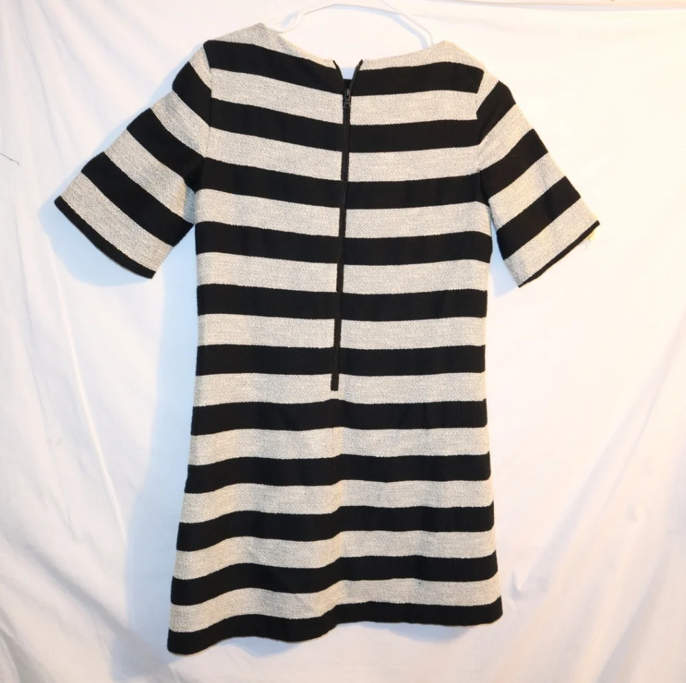 Alice & Olivia Mini Dress Black White Stripes Size 0 - Picture 8 of 13